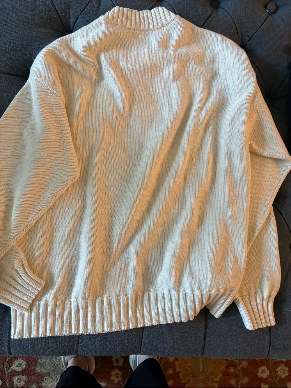 DONNI. Relaxed Crewneck Sweater in Cream - Picture 2 of 9